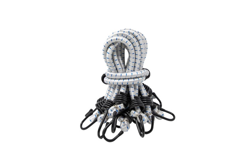Kotap VBC-18WHT Heavy Duty Durable Multi-Use Bungee Cords with Hooks, 18-Inch, White (10-Pack) - Image 1